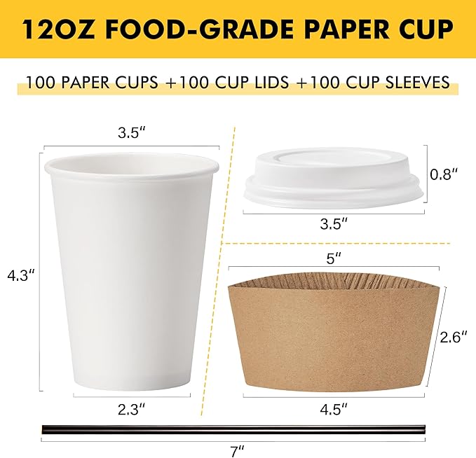 RACETOP 12 oz Paper Coffee Cups