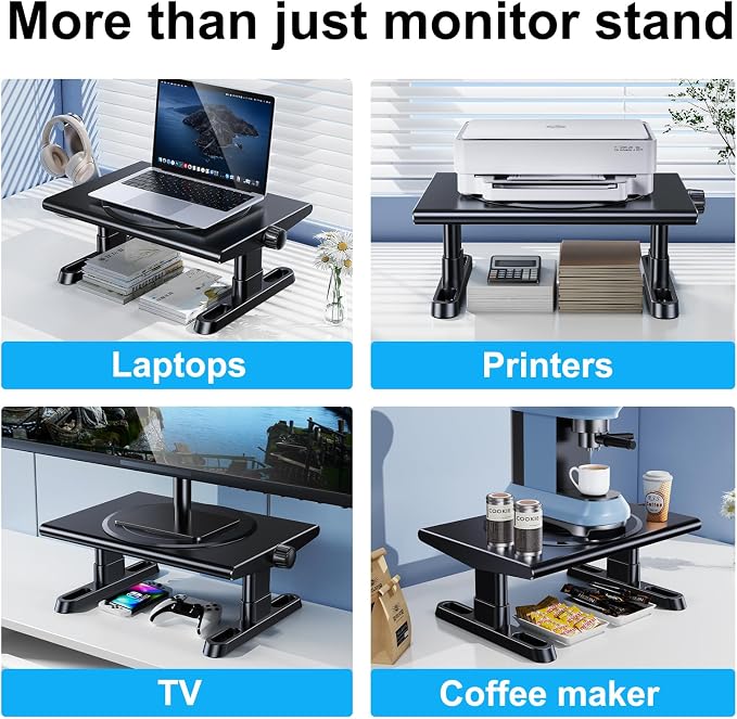 Monitor Stand Riser for Desk, 360°Rotation Freely Height Adjustable by Knob