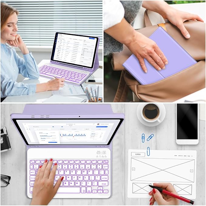 Keyboard Case for Samsung Galaxy Tab A9 Plus 5G 11 inch 2023, 7 Color Backlit