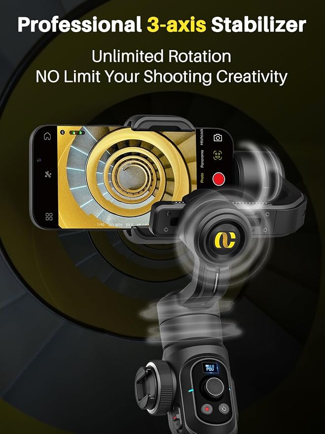 Professional Gimbal Stabilizer for Smartphone, Built-in 18CM Extension Rod and