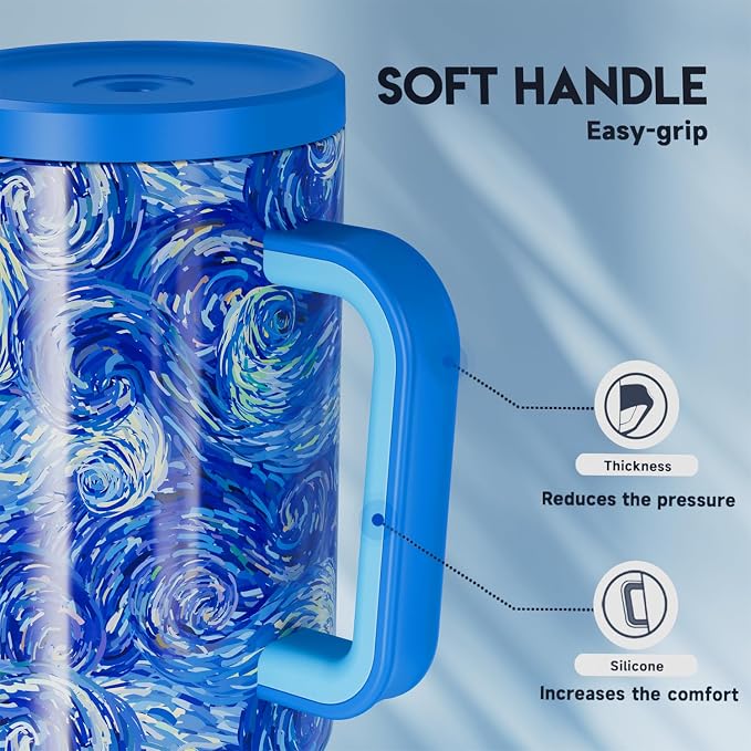 Meoky Tumbler with Handle and Straw