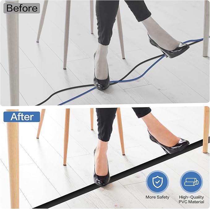 Floor Cord Cover Self Adhesive Cord Hider Floor Extension Cord Covers