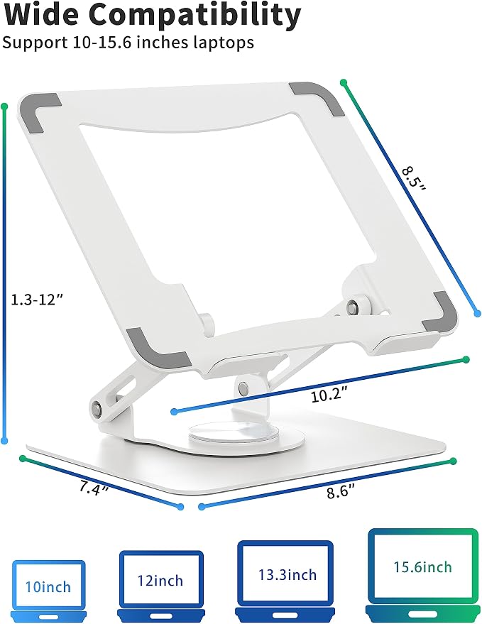 SOUNDANCE Laptop Stand with 360° Rotating Base, Ergonomic Computer Riser