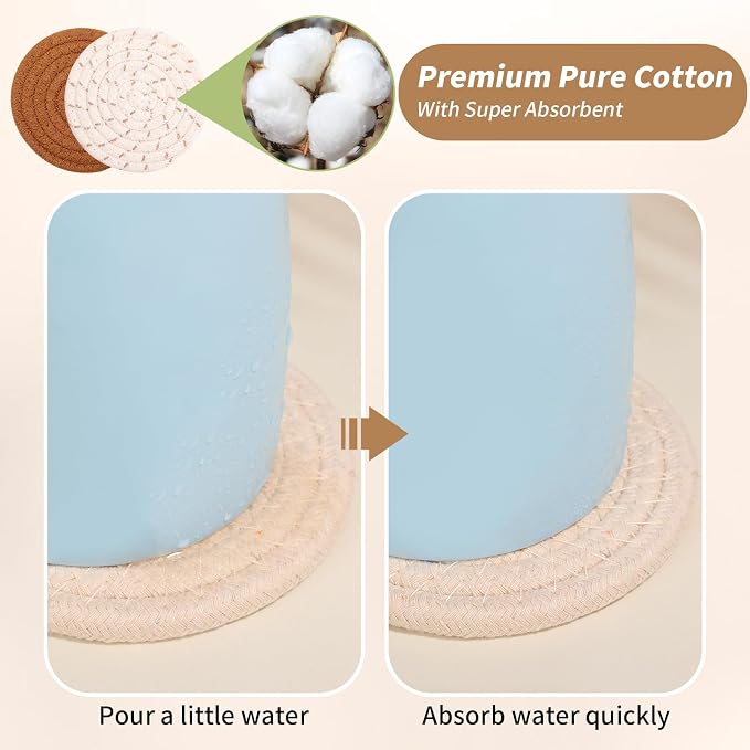 10 Pcs Drink Coasters with Holder, 5 Colors Absorbent Coasters