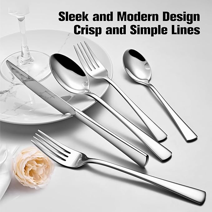 Silverware Set for 8, 40-Piece Forged 18/10 Stainless Steel Flatware Set