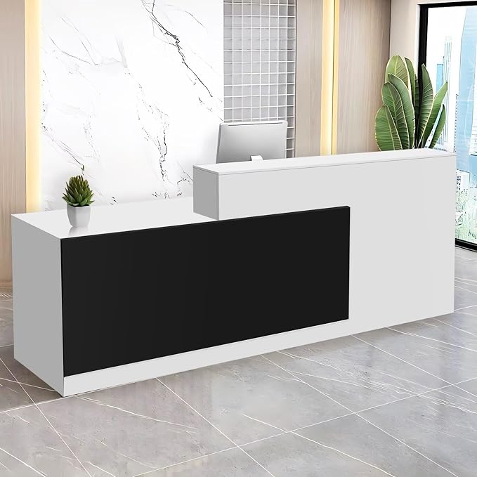 Reception Desk with Counter Modern Checkout Counter with Lockable Drawer