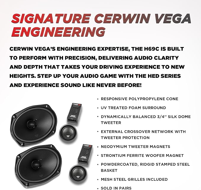 CERWIN-VEGA! HED 2025 Edition – 6" x9” 2-Way Coaxial Full Range Speaker System-
