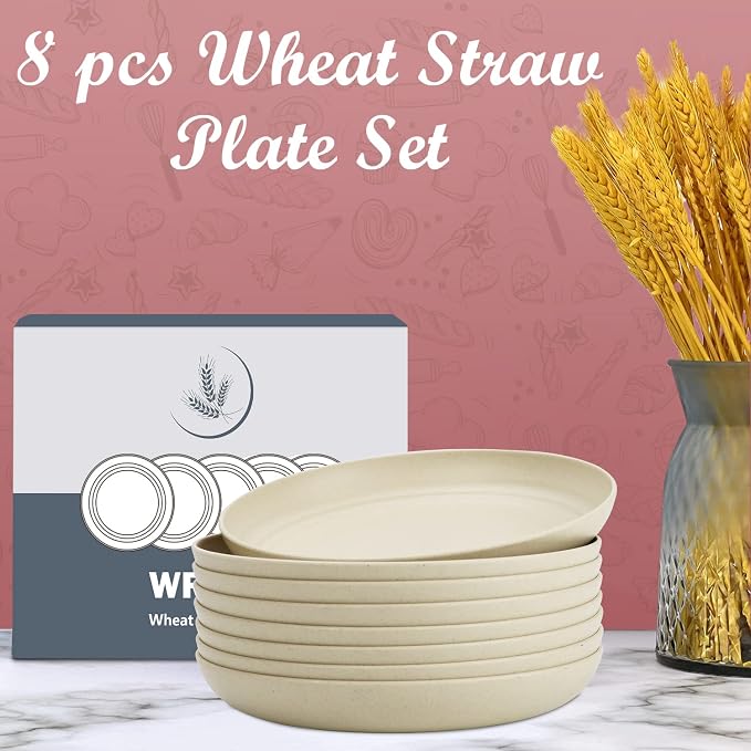Wheat Straw Dinner Plates Set of 8