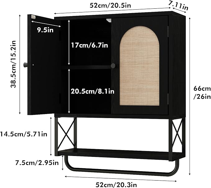 Rattan Bathroom Wall Cabinet