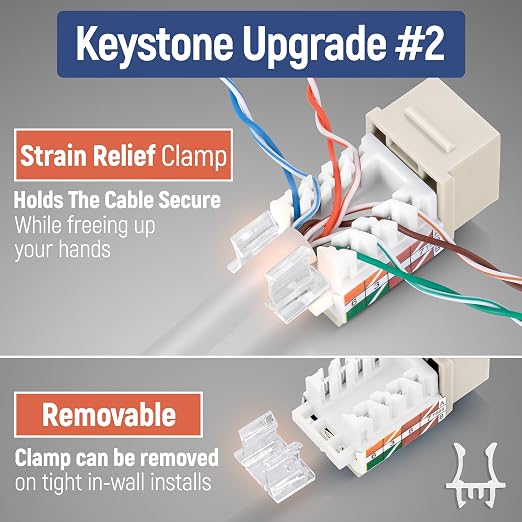 Everest Media Solutions 45° Angled CAT6A Keystone Jack in Ivory