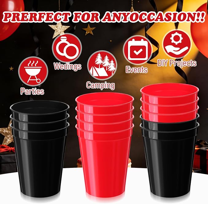 Yungyan 50 Pack 16 oz Stadium Cups Reusable Plastic Cups Blank Drink Stadium
