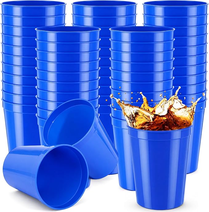 Yungyan 100 Pack 16 oz Stadium Cups Reusable Plastic Cups Blank Drink Stadium