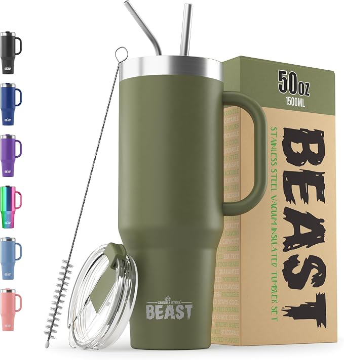 Beast 50 oz Tumbler with Handle Stainless Steel Vacuum Insulated Coffee Ice Cup