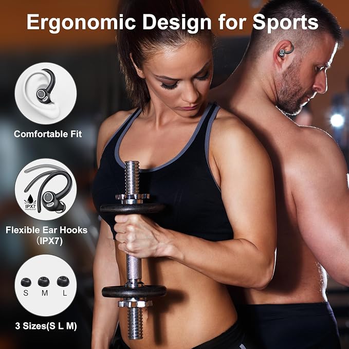Wireless Earbuds Bluetooth 5.3 Headphones Sports, 48Hrs Playtime Bluetooth