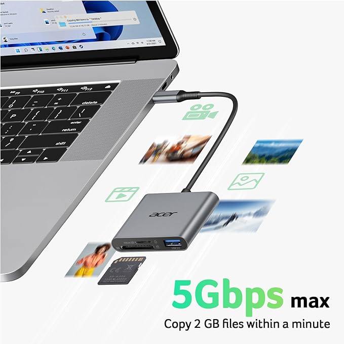 Acer SD Card Reader USB C, 3 in 1 Memory Card Reader