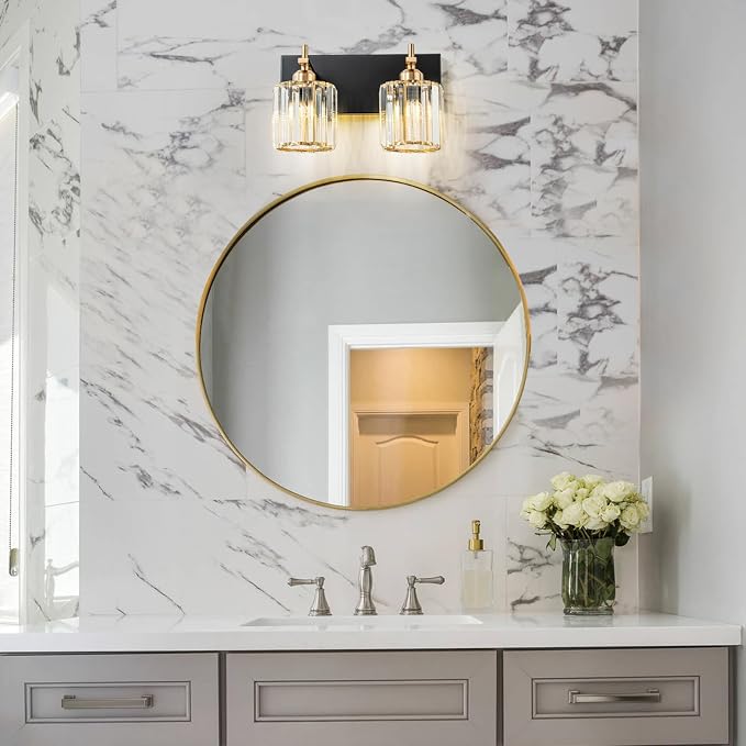 2-Light Crystal Bathroom Vanity Lights
