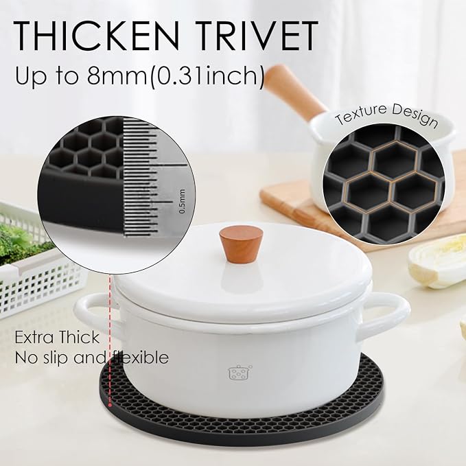 4 Pack Silicone Trivets for Hot Pots and Pans, Non-Slip & Heat Resistant