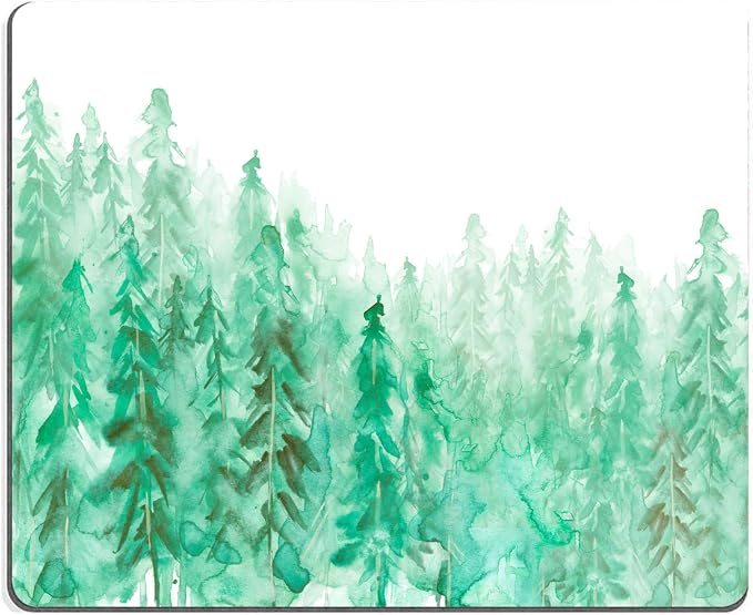 Green Forest Mouse Pad, Watercolor Trees Mouse Pad, Gaming Mouse Mat Square