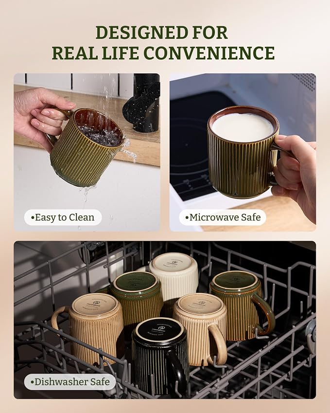 famiware Coffee Mug Set for 4, Star 12 oz Catering Mugs Cup Set