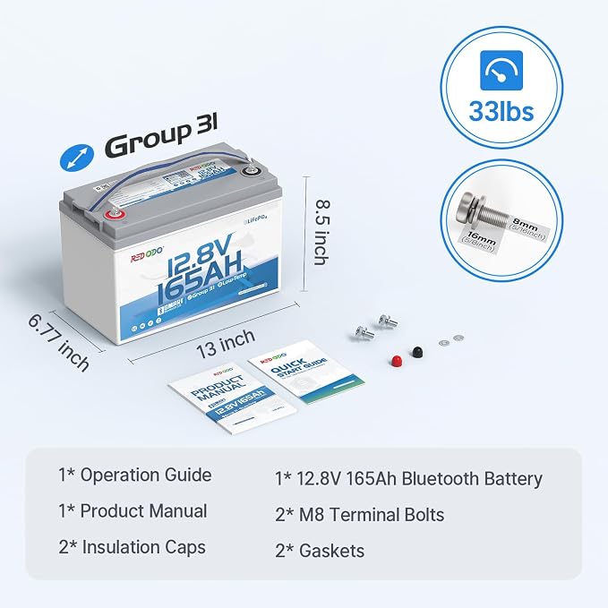 Redodo 12V 165Ah LiFePO4 Battery