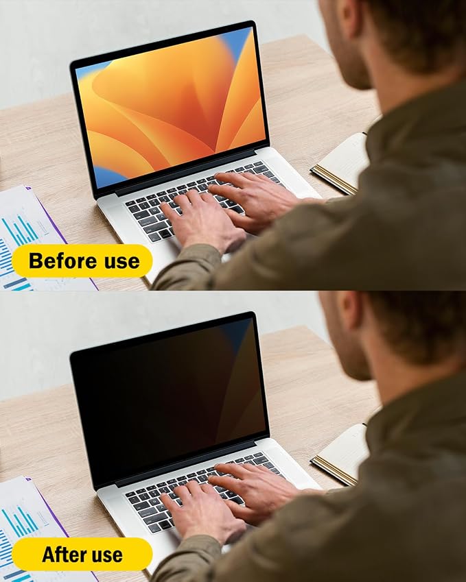 F FORITO 14 Inch 16:10 Laptop Privacy Screen Protector, 360° Anti Peeping and