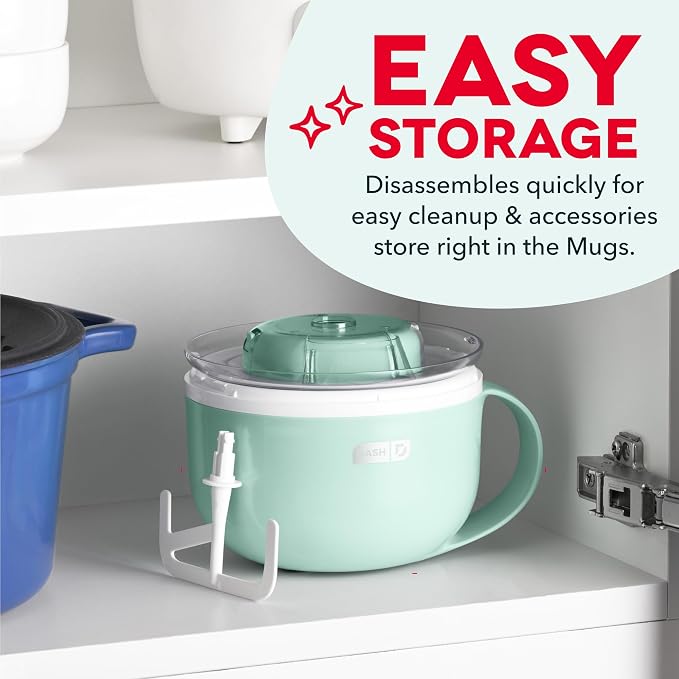 Dash My Mug Ice Cream Maker Bundle, 2 Half-Pint Freezer Mugs, Aqua | Electric