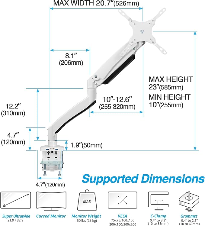 AVLT Single 17"-49" Super Ultrawide Monitor Arm