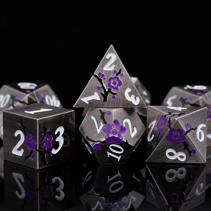 Black Metal DND Dice Set with Gift Case