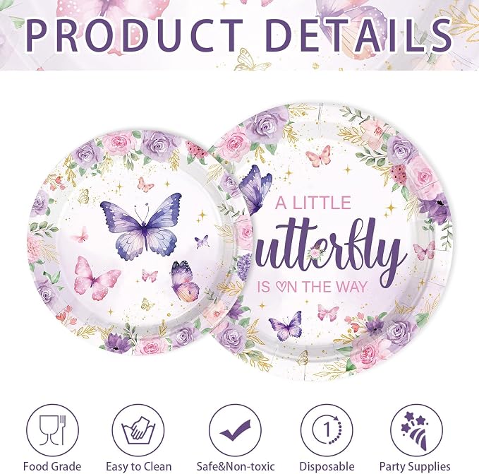 250 Pcs Butterfly Baby Shower Decorations, Serves 50 | A Little Butterfly is on
