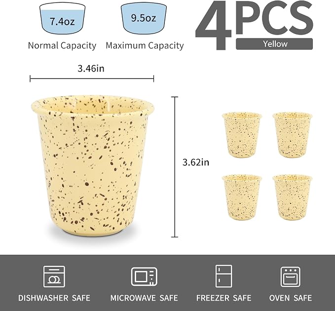 10 oz Coffee Mugs, Microwave & Dishwasher Safe, Drip-Proof Rim,