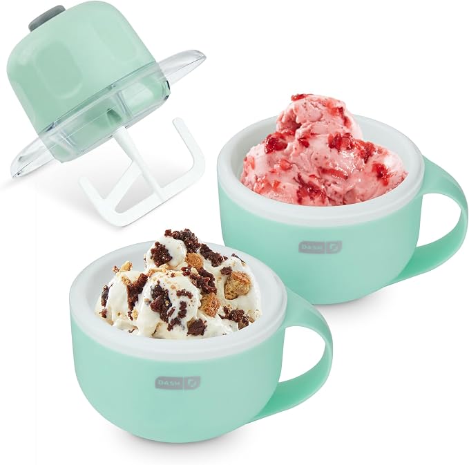 Dash My Mug Ice Cream Maker Bundle, 2 Half-Pint Freezer Mugs, Aqua | Electric