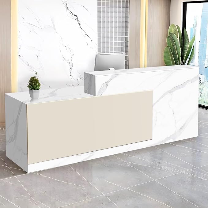 Reception Desk with Counter Modern Checkout Counter with Lockable Drawer