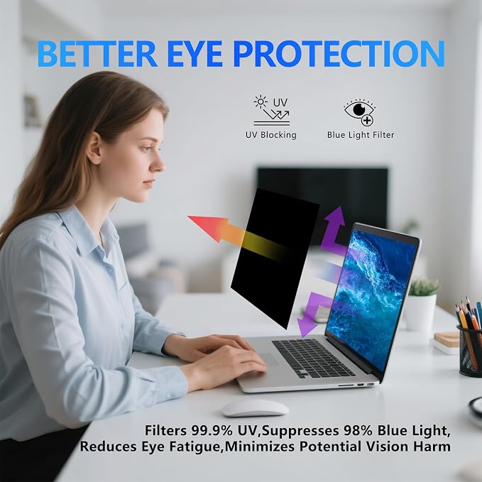 4-Way Laptop Privacy Screen Shield 15.6 Inch, Removable 16:9 Aspect 360°