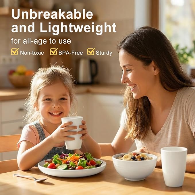 Dinnerware Sets for 8, Wheat Straw Plate and Bowl Set, Unbreakable Kitchen Set