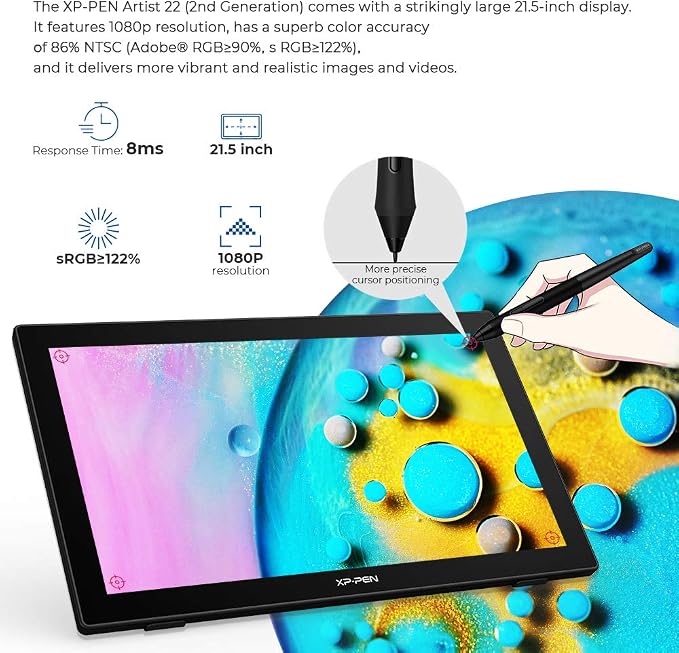 Drawing Tablet with Screen XPPen Artist 22 2nd Computer Graphics Tablet 122%
