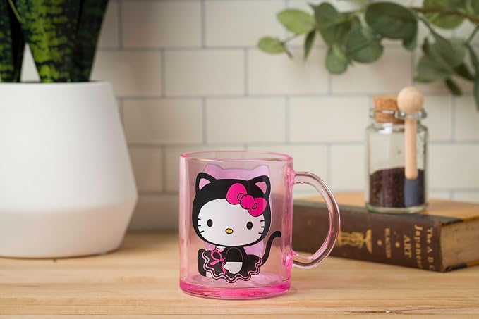 Silver Buffalo Sanrio Hello Kitty Halloween, Glass Coffee Mug, 17.5oz | Spooky