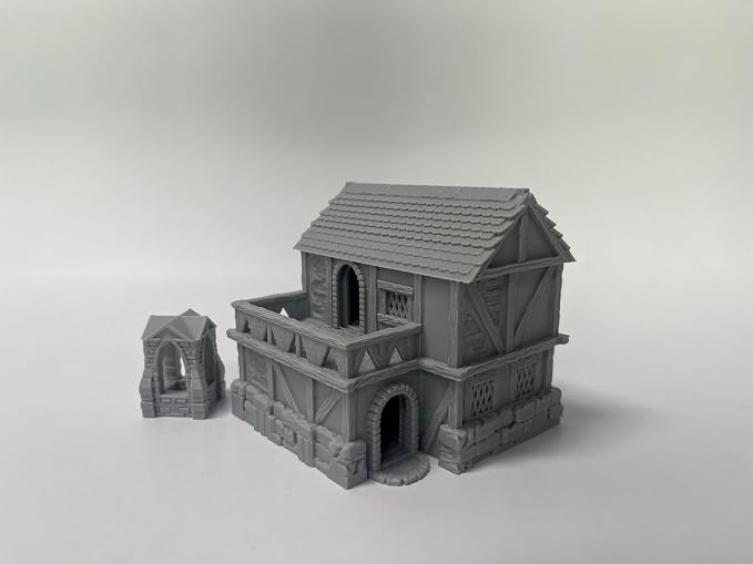 Paintable Tabletop Miniature Little Town Building Terrains Compatible - 18mm
