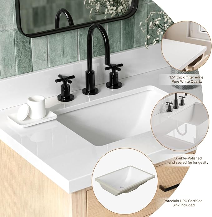 Hepburn 31" Inch Oak Single Bathroom Vanity