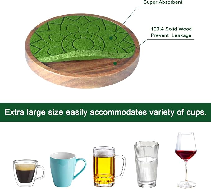 Coasters for Drinks Absorbent 5 Pack, Coasters for Coffee Table
