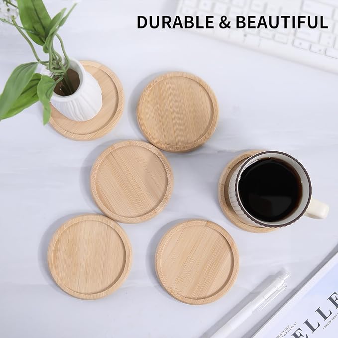 4 Inch Bamboo Drink Coasters Set