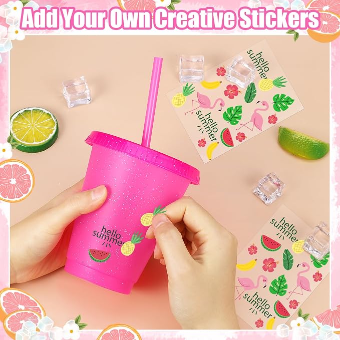 24 Pcs Plastic Tumblers with Lids and Straws, Reusable Cups with Lids Plastic