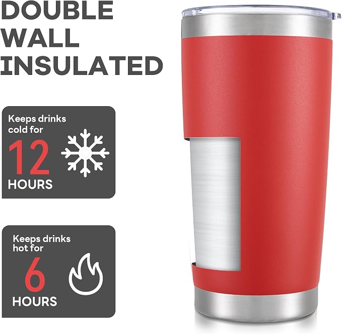 20 oz Tumbler with Lid Stainless Steel Insulated Tumblers Cups Travel Mug |