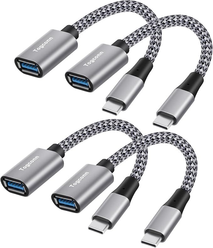 USB-C to USB 3.0 Adapter 4 Pack, Nylon Braided Type-C 3.1 OTG Cable USB C Male