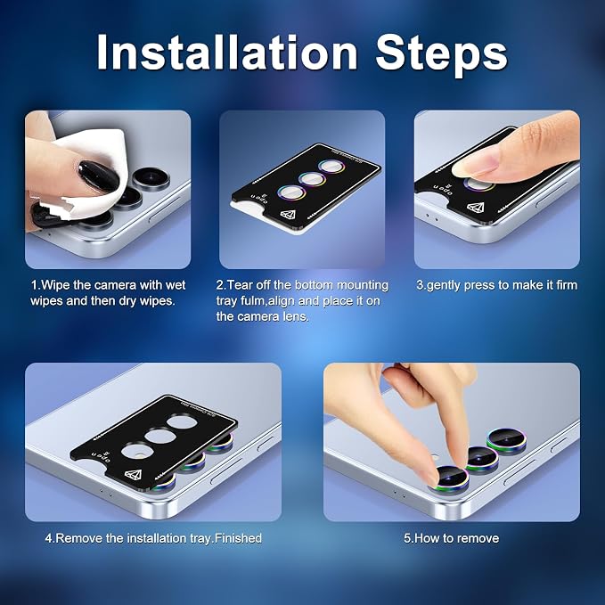 for Samsung Galaxy S25 Camera Lens Protector, Individual Metal Ring Tempered