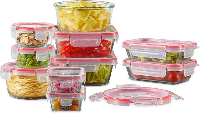 Pyrex Freshlock Mixed Sizes Airtight Glass Food Storage Set | Plastic BPA-free