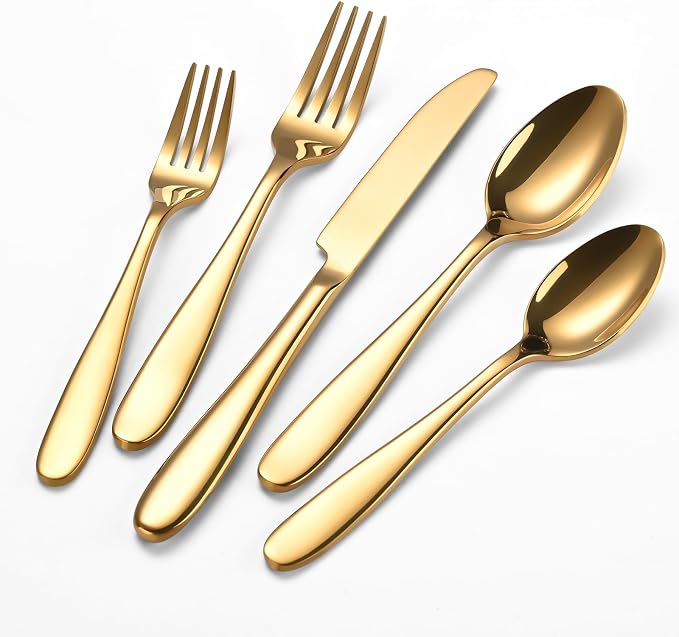 40-Piece Gold Silverware Set, Flatware Set
