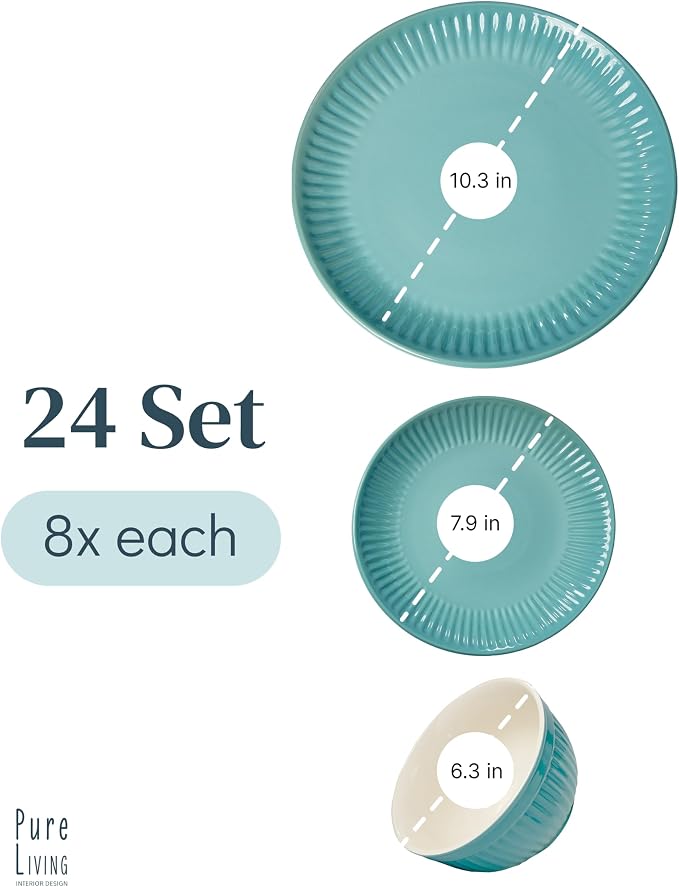 24 Piece Stoneware Dinnerware Set