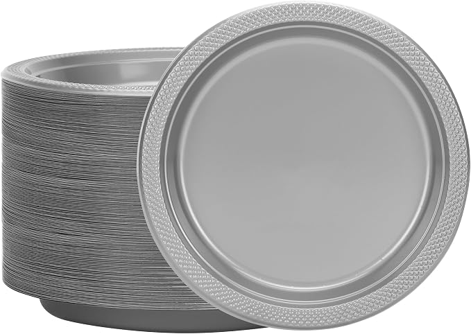 Hanna K. Signature Silver Solid Color Premium Heavy Weight Plastic Appetizer