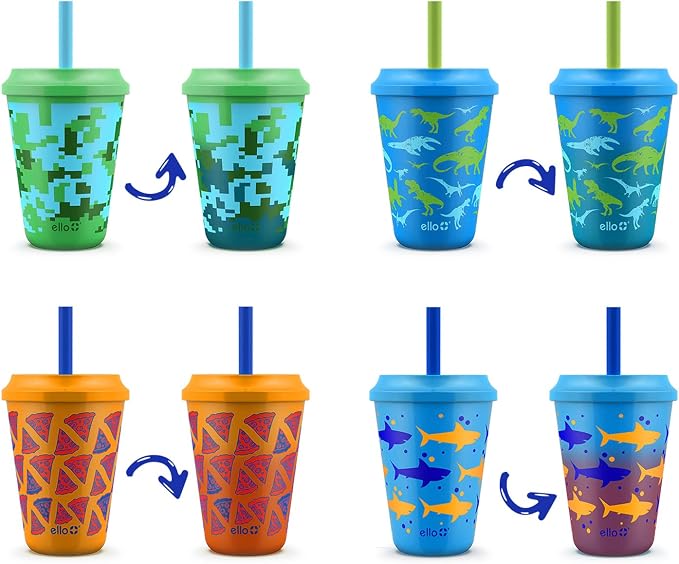 Ello 12oz Kids Plastic Reusable Color Changing Cups