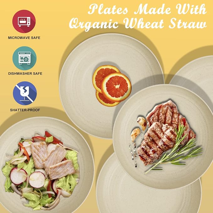 Wheat Straw Dinner Plates Set of 8